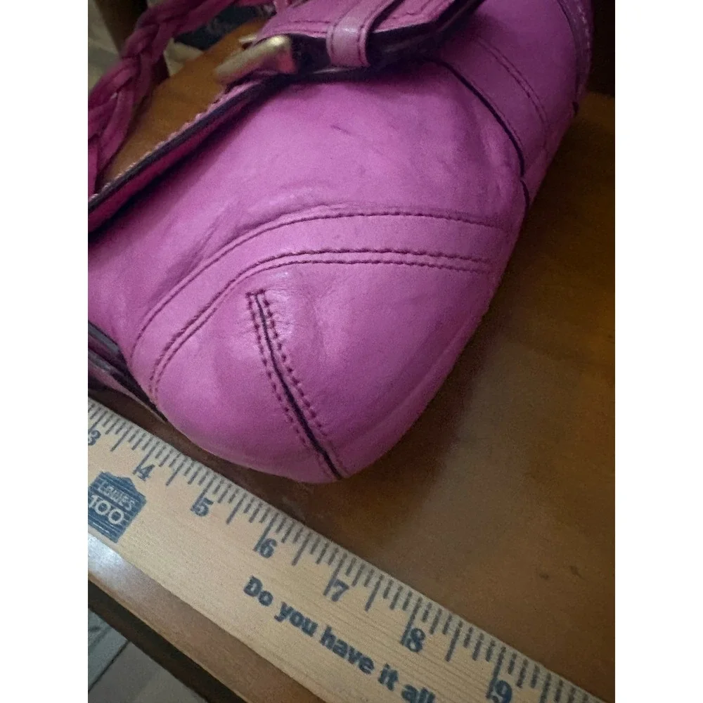 Coach 10547 DYED Hot Pink Leather Y2K Buckle Braided Shoulder Bag